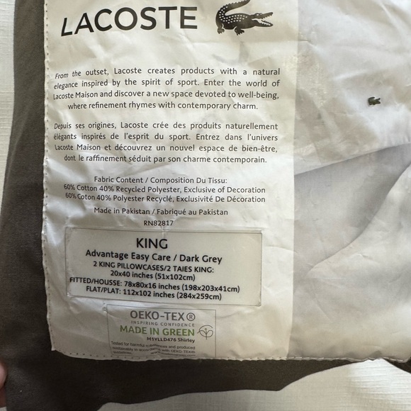 Lacoste Gray Bedding Sheets - Picture 7 of 8